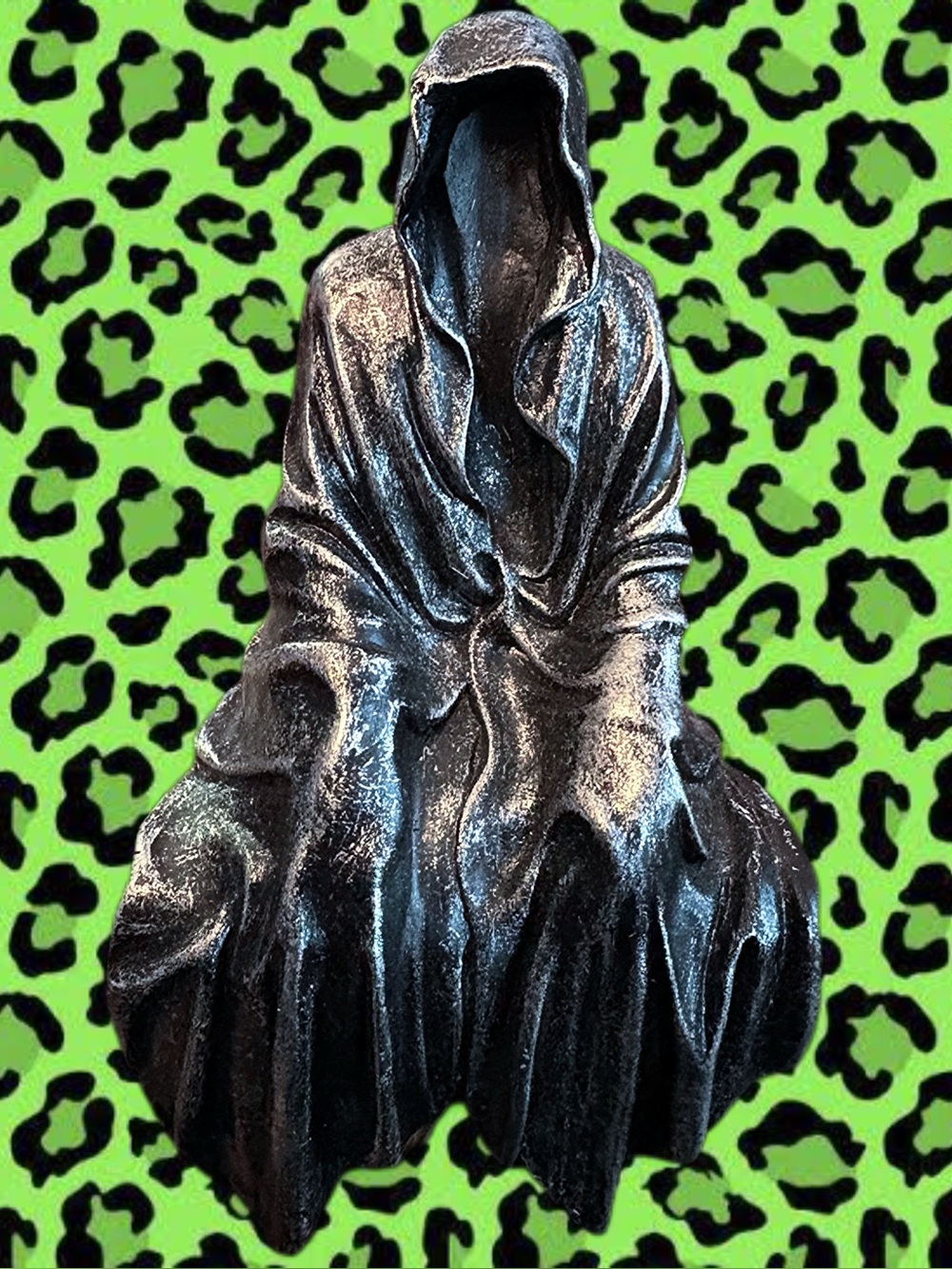 Gothic Grim Reaper Silver + Black Shelf Sitter NWOB